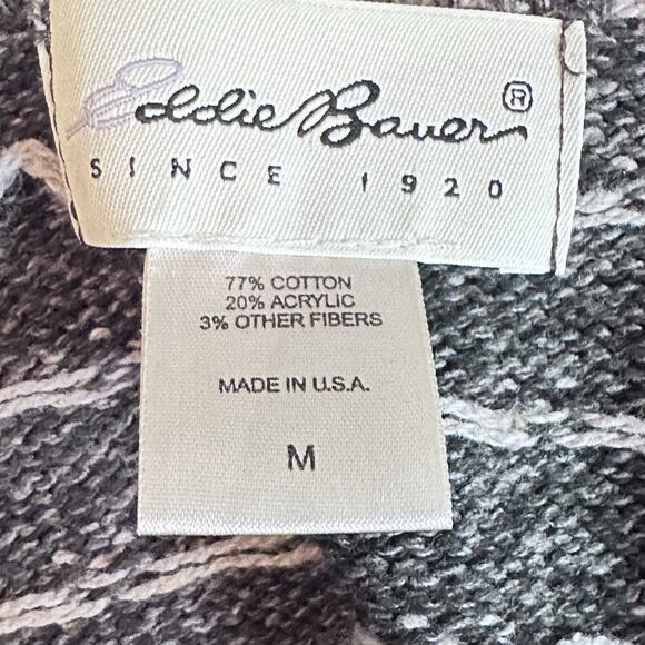 Vintage Eddie Bauer Women’s Size M Grey White Knit Button Up Cardigan *USA made* - Picture 3 of 6